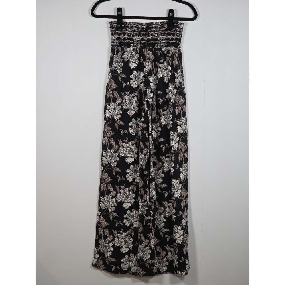 DaHui Womens Small Wide Leg Palazzo Pants Floral Boho Linen Blend Beach Resorts